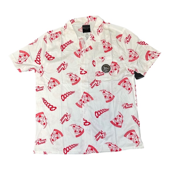 2022 Disney Parks Junk Food D23 Toy Story Pizza Planet Button Down Shirt XL - Picture 1 of 2